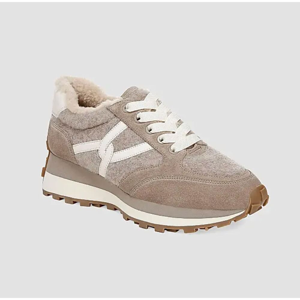 VERONICA BEARD Valentina-3 Shearling Lined Sneakers Gray Sz 8